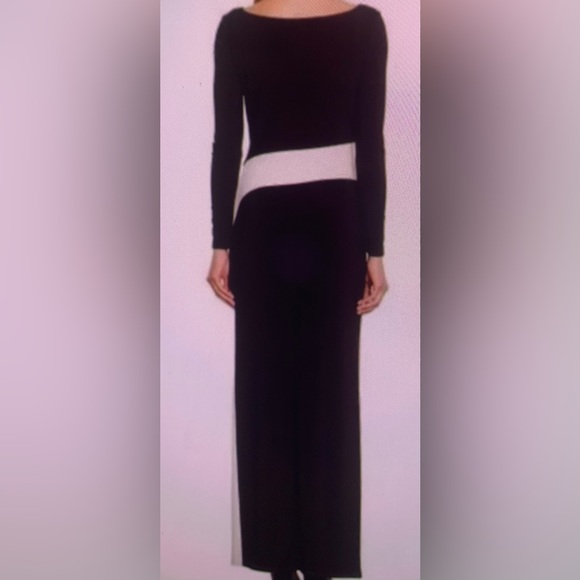 SZ 6  Ralph Lauren Black/White Long Sleeve Maxi Dress - Picture 2 of 8